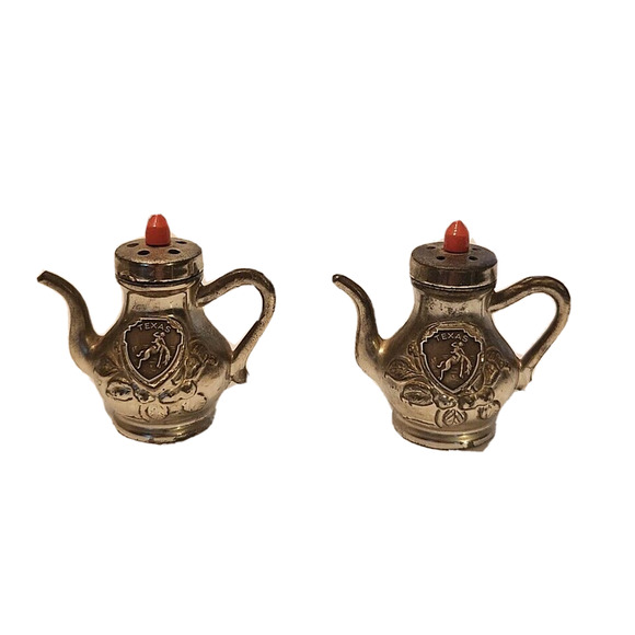 Unbranded Other - Texas Mini Silver Teapots Salt and Pepper Shakers 2" Vintage Souvenir